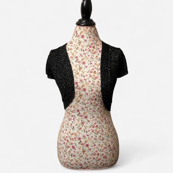 Black sparkly cardigan with silver glitter, soft and stretchy #glittercardigan s - Picture 1 of 2